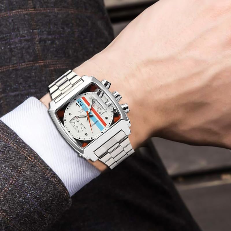 FANMIS Mens Outdoor Sports Automatic Mechanical Analog Date Day Army Silver Stainless Steel Wrist Watch for Active Lifestyle - View 5 of 7