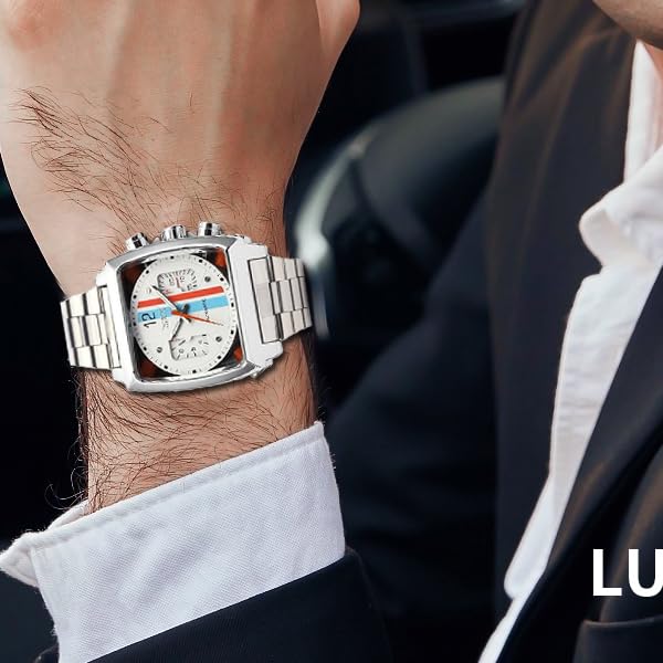 FANMIS Mens Outdoor Sports Automatic Mechanical Analog Date Day Army Silver Stainless Steel Wrist Watch for Active Lifestyle - View 6 of 7