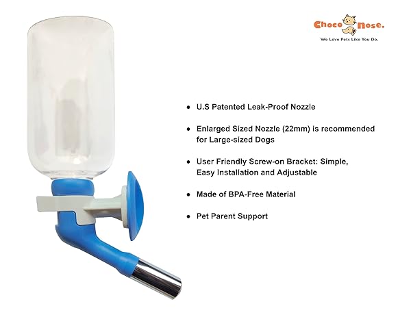 Choco Nose Choco Nose H570 No Drip Dog Water Nozzle for Medium to Large Dogs BPA Free Leak-proof Design 22mm Diameter Blue White - View 3 of 8