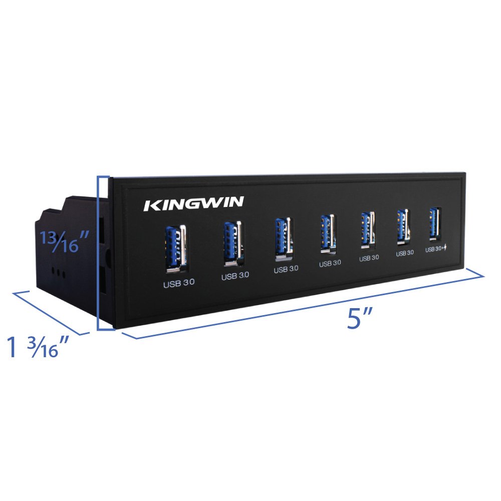 Kingwin Kingwin 7 Port USB 3.0 Hub with Fast Charging USB 2.1A Port for Convenient Device Connectivity - View 3 of 9