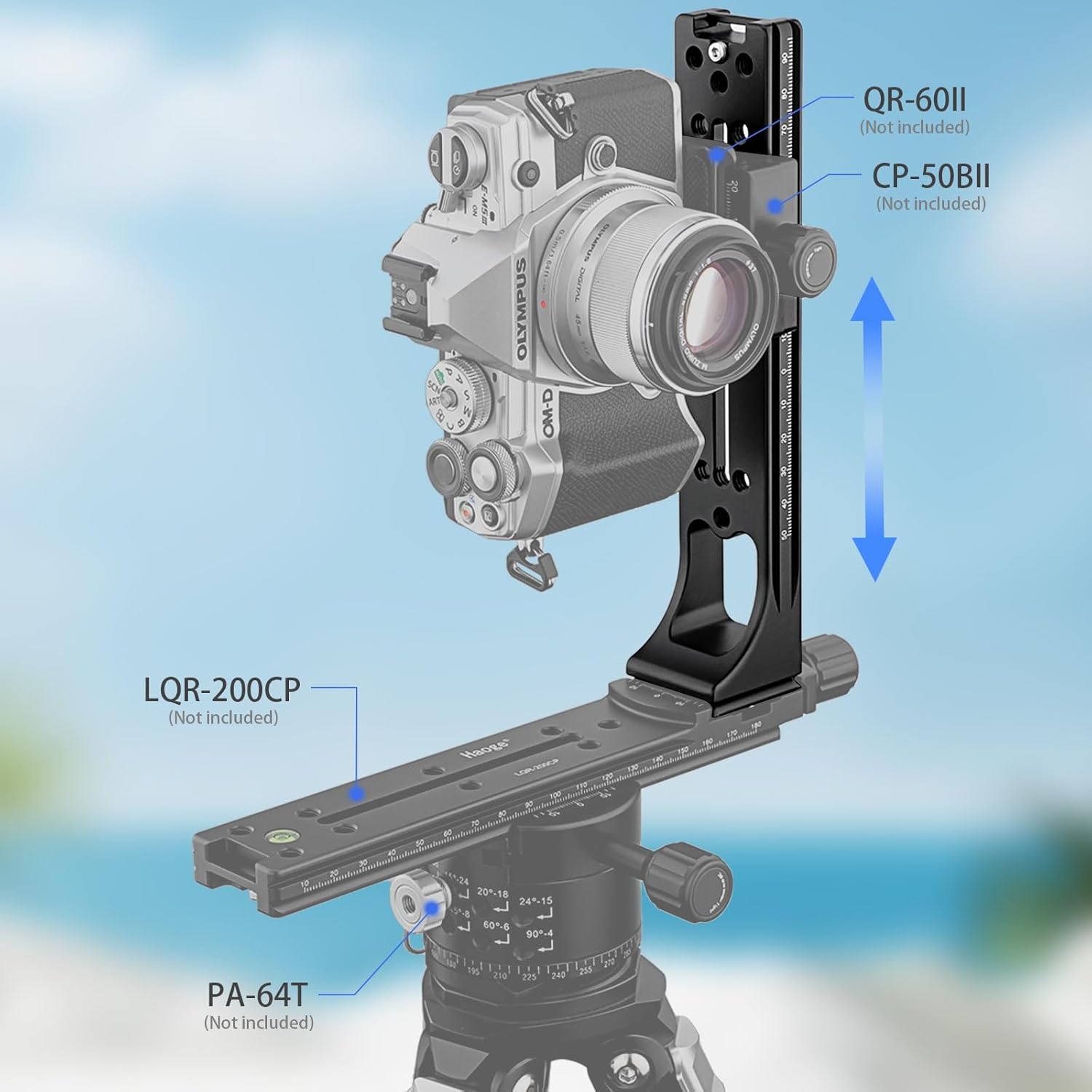 Haoge Haoge LVR-200AS 200mm Dual Dovetails Nodal Slide Vertical Rail Quick Release Compatible with Arca-Swiss and SUNWAYFOTO - View 2 of 9