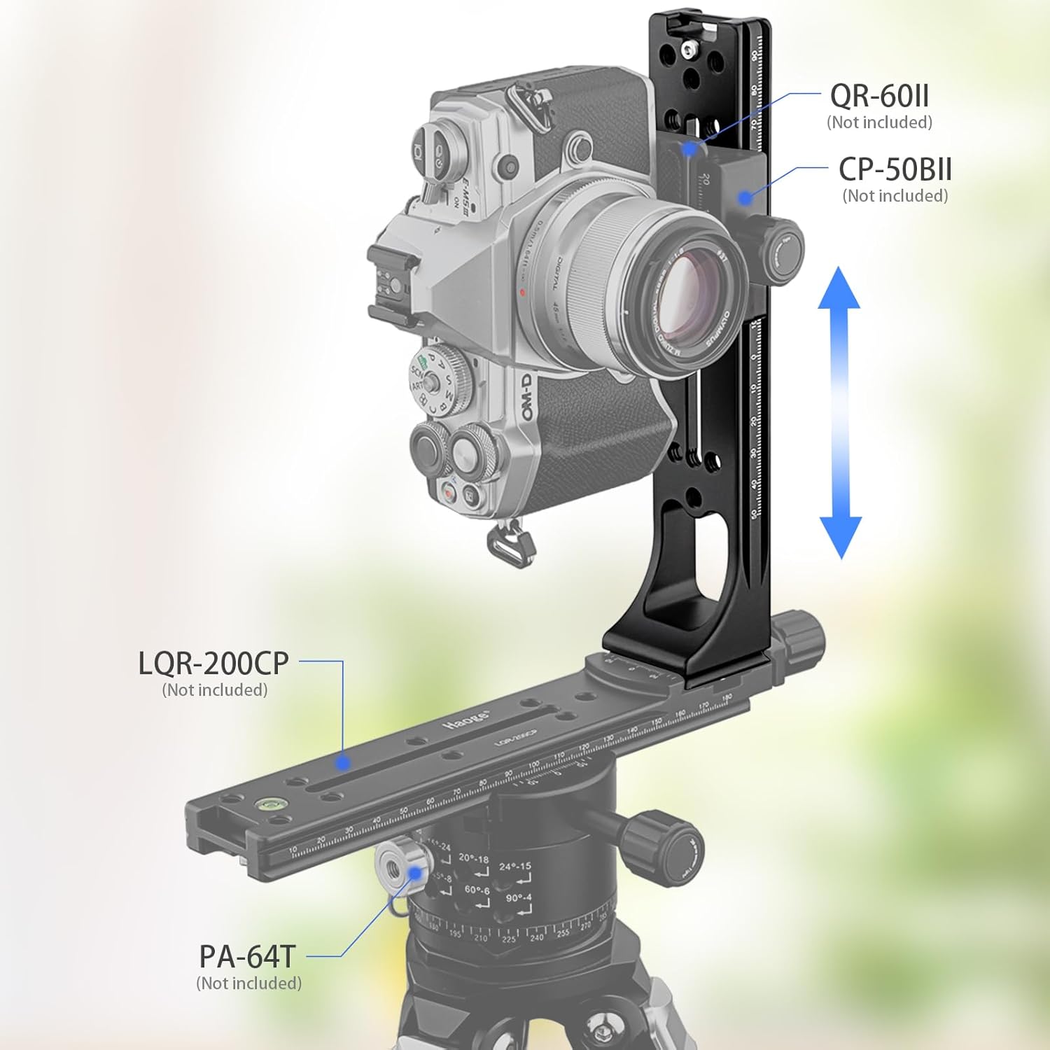 Haoge Haoge LVR-200AS 200mm Dual Dovetails Nodal Slide Vertical Rail Quick Release Compatible with Arca-Swiss and SUNWAYFOTO - View 5 of 9