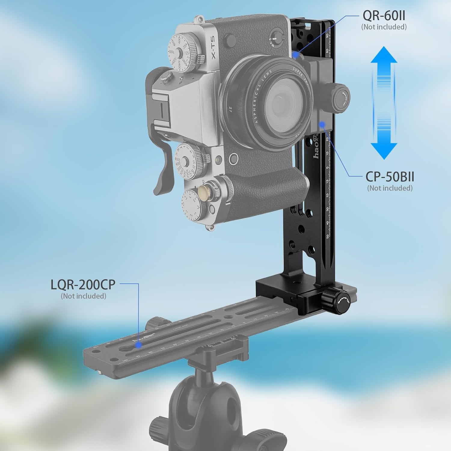Haoge Haoge LVR-200CP 200mm Dual Dovetails Nodal Slide Vertical Rail with Quick Release Clamp for Arca-Swiss SUNWAYFOTO - View 3 of 9