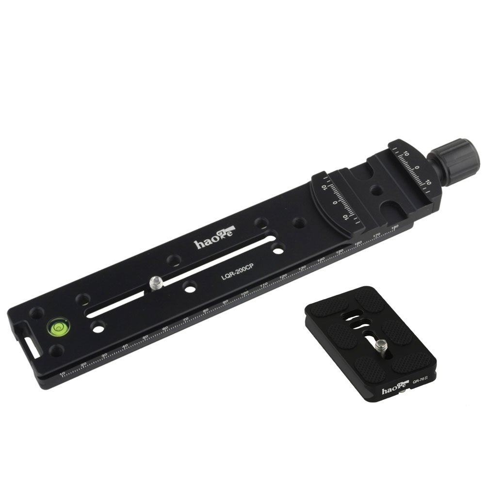 Haoge Haoge 200mm Nodal Slide Double Dovetail Focusing Rail Plate with Quick Release Clamp for Camera Panoramic and Macro Photography