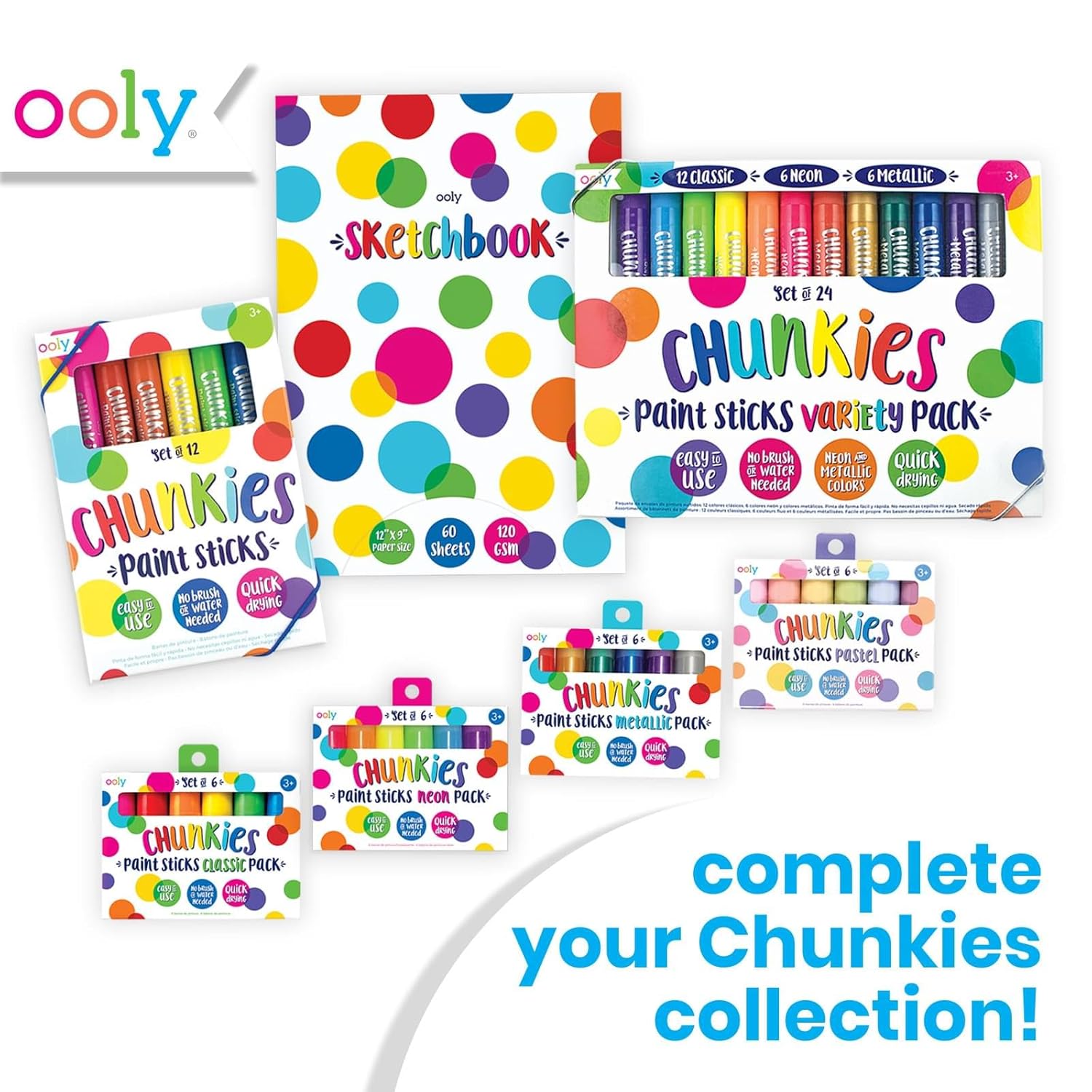 Ooly Ooly Chunkies 12 Mess Free Paint Sticks Kid Safe Quick Drying Art Supplies for Toddlers and Kids - View 7 of 9