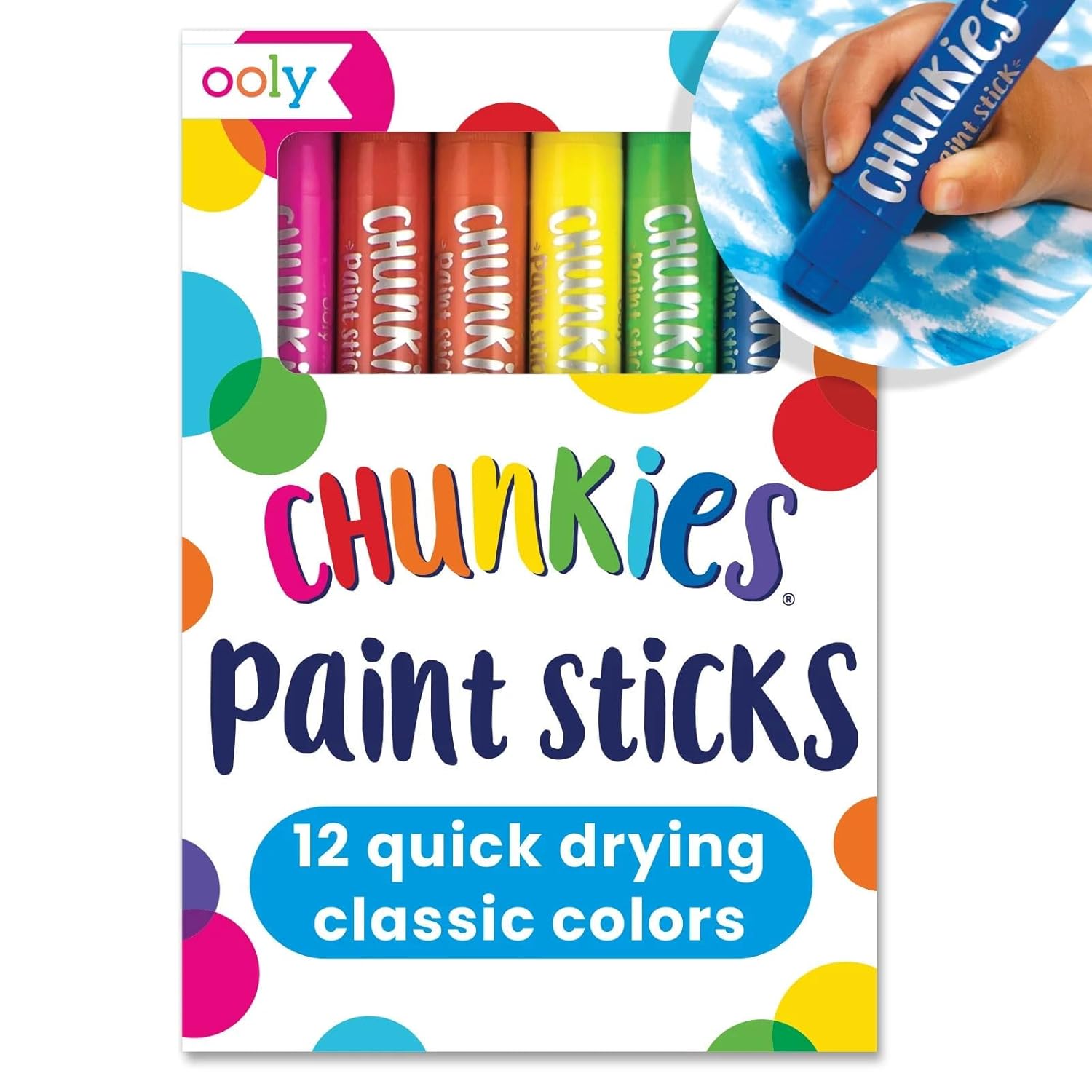 Ooly Ooly Chunkies 12 Mess Free Paint Sticks Kid Safe Quick Drying Art Supplies for Toddlers and Kids