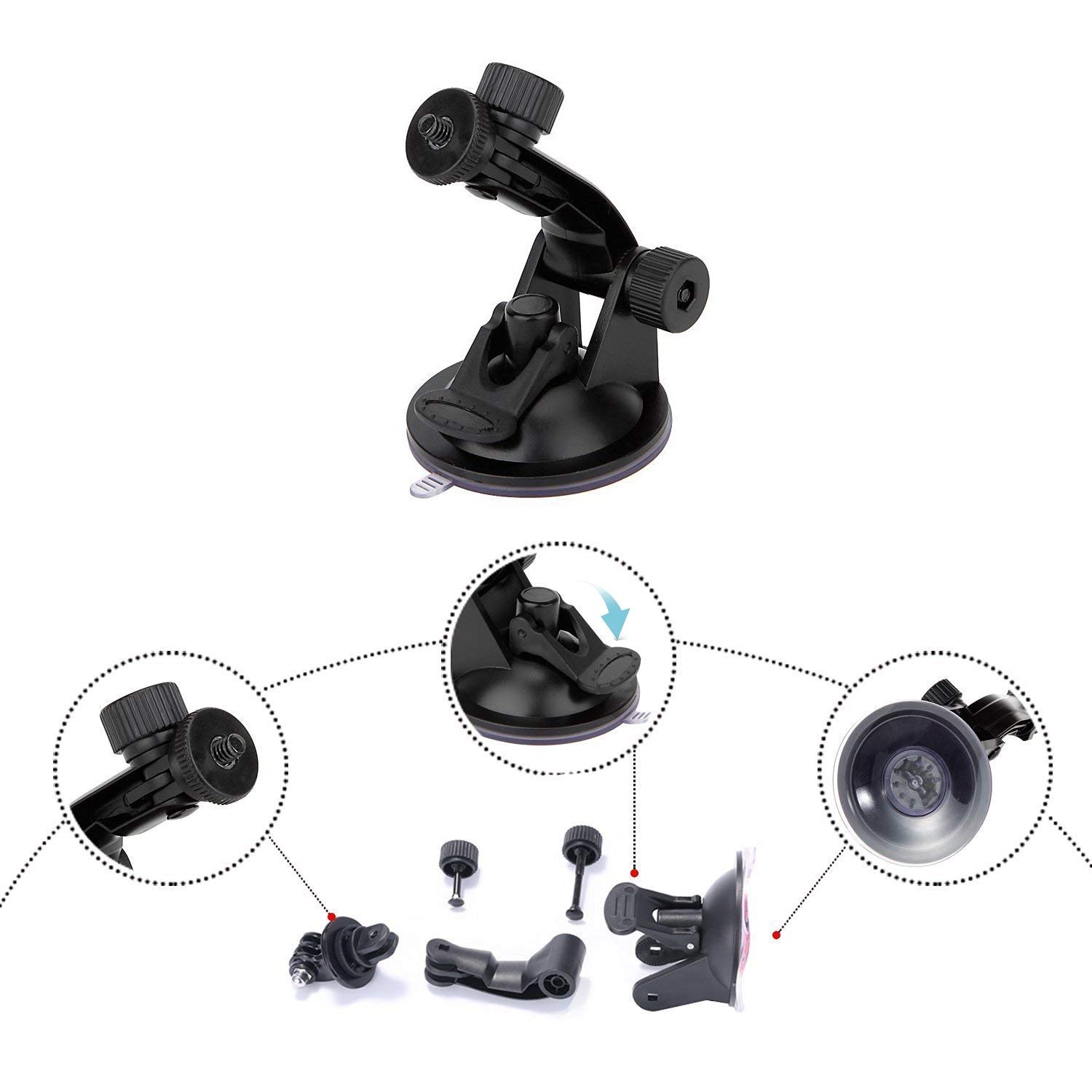 Suction Cup Mount for GoPro Hero 13 12 11 10 9 8 AKASO Brave 4 7 Insta360 DJI Osmo Action Car Windshield Camera Mount - View 5 of 9