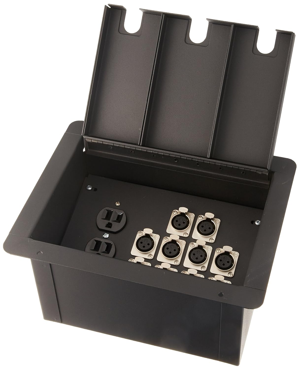Elite Core Elite Core FBL10 Recessed Floor Box with 10 XLRF and Duplex AC Back Box for Professional Audio Installations