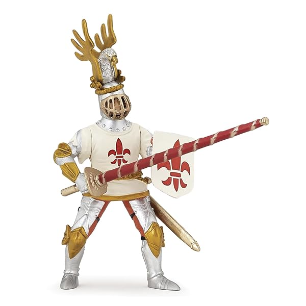 Papo Papo Hand Painted Medieval Fantasy White Knight Fleur de Lys Collectible Figurine for Children Ages 3 and Up