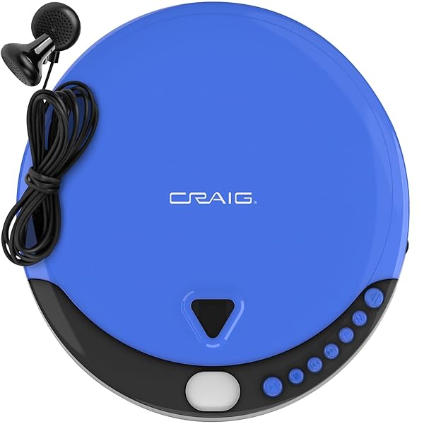 Craig Craig CD2808-BL Portable CD Player with Headphones | Programmable, Random & Repeat Playback | Blue & Black Design - View 7 of 7