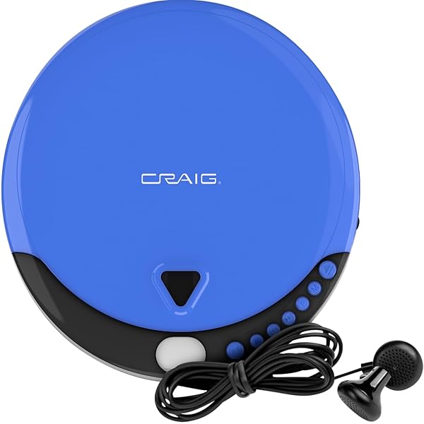 Craig Craig CD2808-BL Portable CD Player with Headphones | Programmable, Random & Repeat Playback | Blue & Black Design