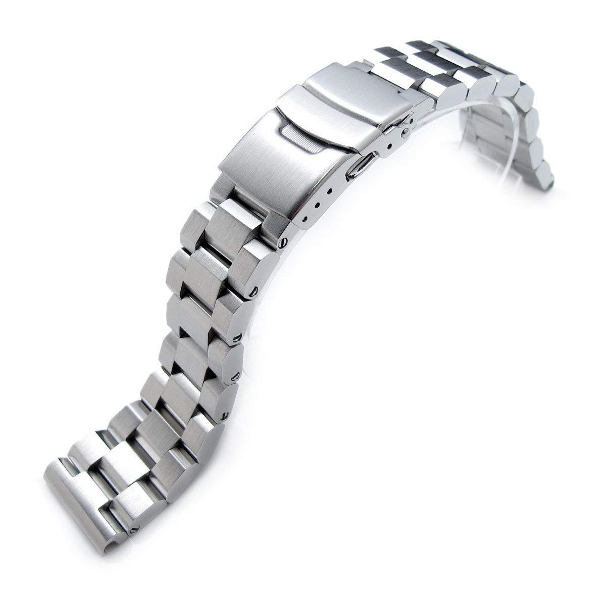 22mm Hexad 316L Stainless Steel Watch Band with Diver Clasp and Brushed Finish for Ultimate Durability and Style
