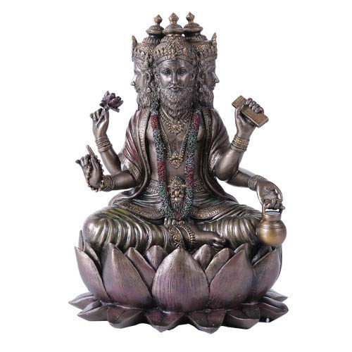 Pacific Giftware Hindu Brahma God Four Faced Vedas Statue for Home Decor and Spiritual Blessings