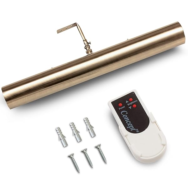 Concept Lighting Concepdesigns 18 Inch Battery Operated Dimmable Picture Light Wireless Remote Control Antique Brushed Bronze Art and Library Light