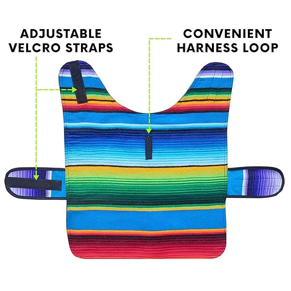 Baja Ponchos Handmade Blue Dog Poncho from Authentic Mexican Blanket for XXS Dogs - View 4 of 7