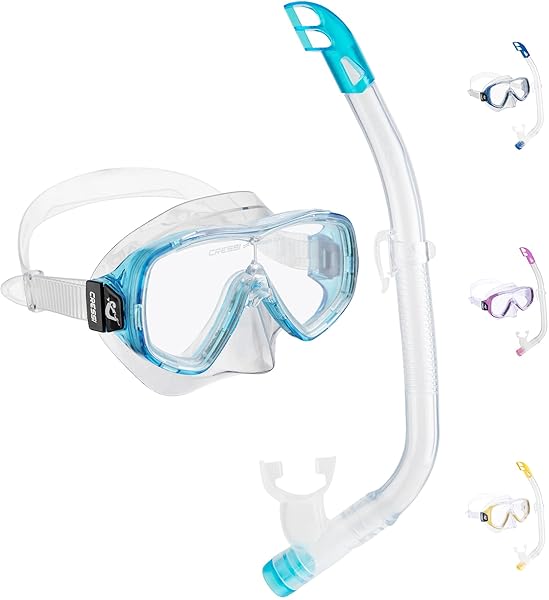 Cressi Cressi Ondina and Top Jr Snorkeling Set in Clear and Aquamarine for Kids