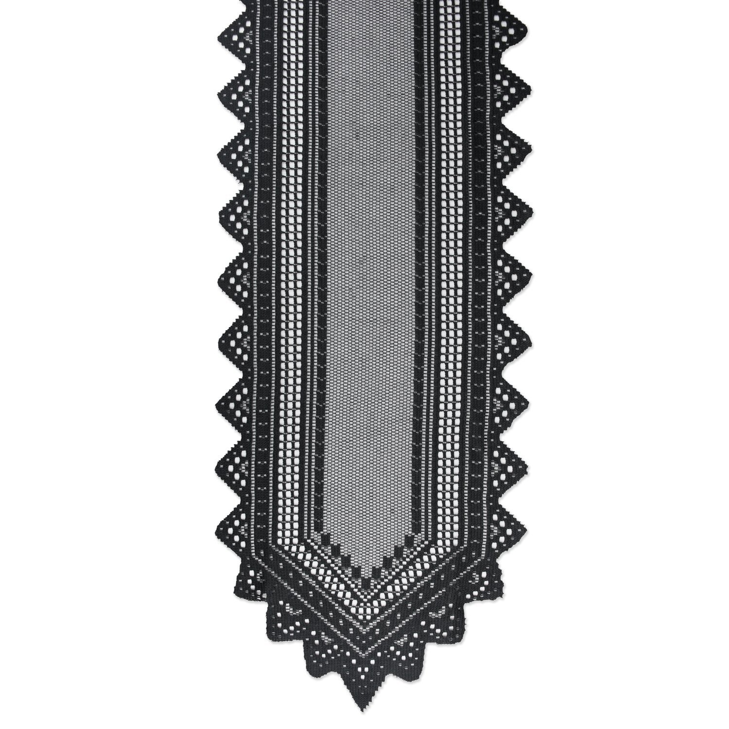 DII DII Black Lace Overlay Tabletop Collection Gothic Halloween Decor Table Runner 14x72 Black - View 4 of 9