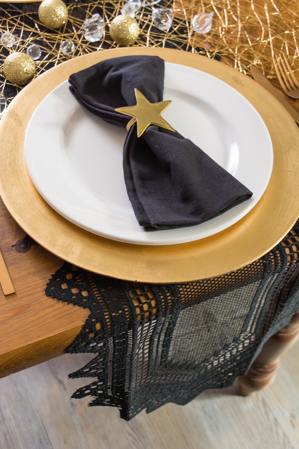 DII DII Black Lace Overlay Tabletop Collection Gothic Halloween Decor Table Runner 14x72 Black - View 6 of 9