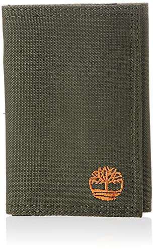 Timberland Shop Timberland Men's Olive Trifold Nylon Wallet - Stylish & Durable One Size Accessory