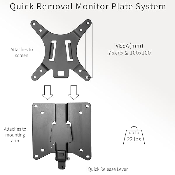 VIVO VIVO VESA Mount Quick Release Bracket Kit for Easy LCD Monitor & TV Screen Mounting - Stand-VAD2 - View 3 of 10