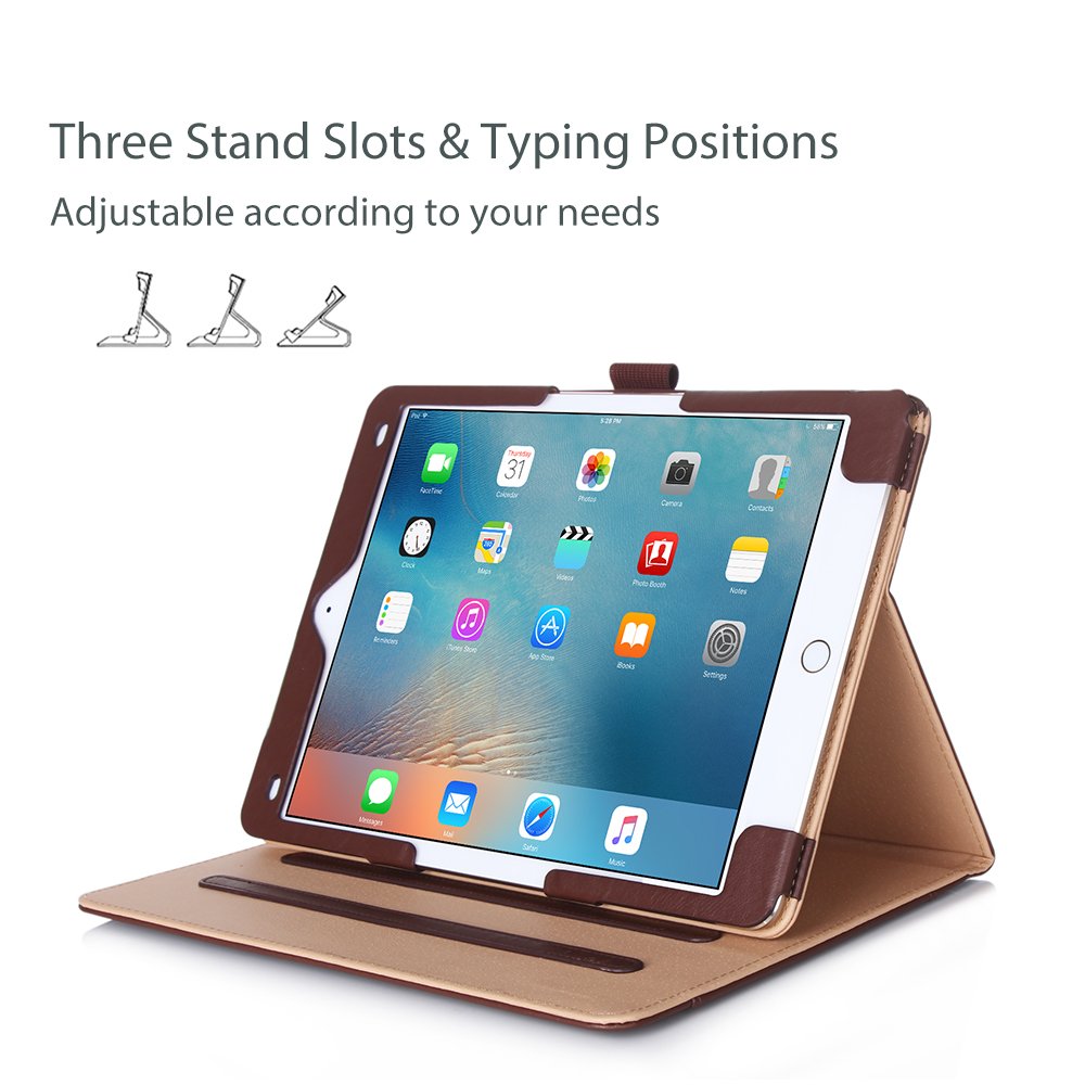 ProCase ProCase iPad Pro 9.7 Case 2016 PU Leather Folio Cover with Stand Pencil Holder and Document Pocket in Brown - View 3 of 7