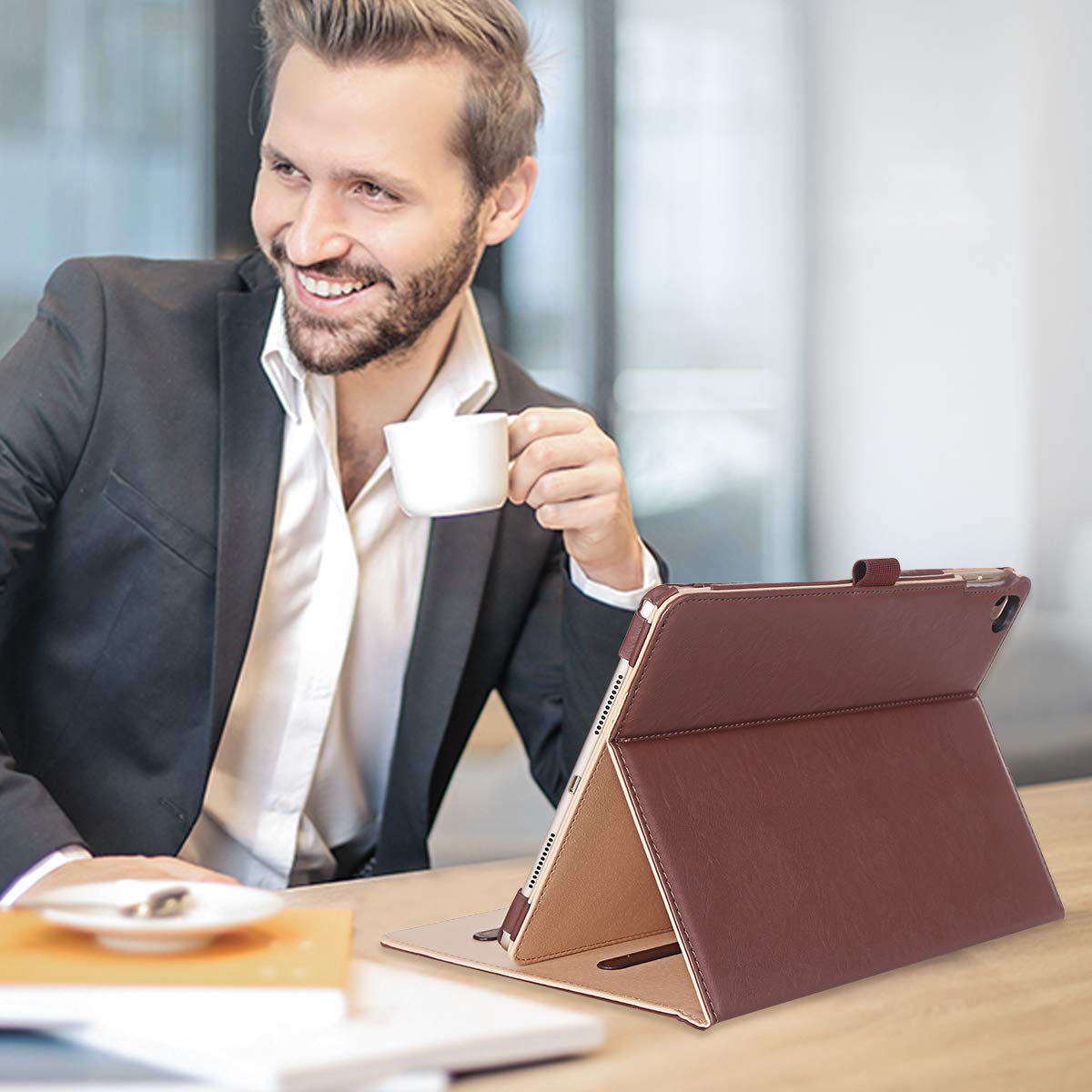 ProCase ProCase iPad Pro 9.7 Case 2016 PU Leather Folio Cover with Stand Pencil Holder and Document Pocket in Brown - View 7 of 7