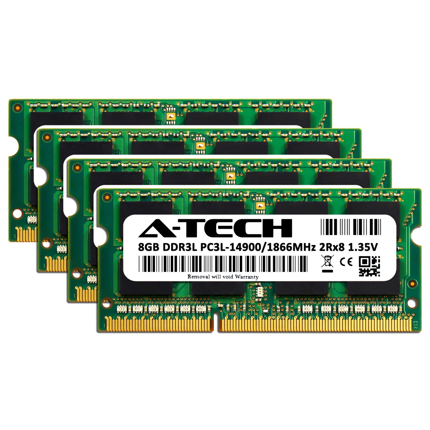 A-Tech 32GB RAM Upgrade for Late 2015 iMac MK462LL/A MK482LL/A 4x 8GB DDR3 1866MHz SODIMMs PC3-14900 CL13 1.35v - View 2 of 8