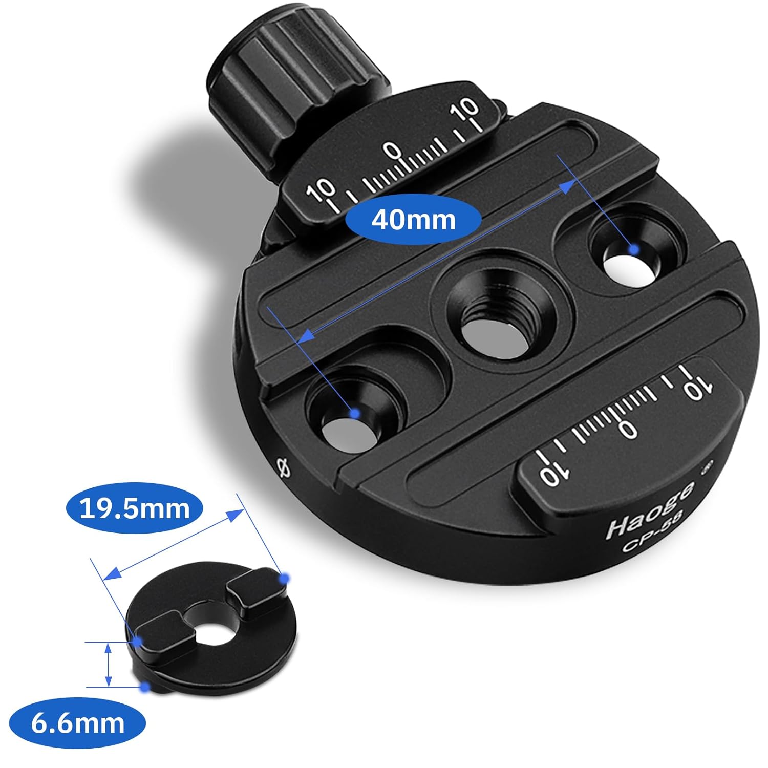 Haoge Haoge Combo Boss Adapter CP-58 58mm Arca Swiss Quick Release Clamp for Manfrotto Tripod Ball Head Replacement - View 3 of 8