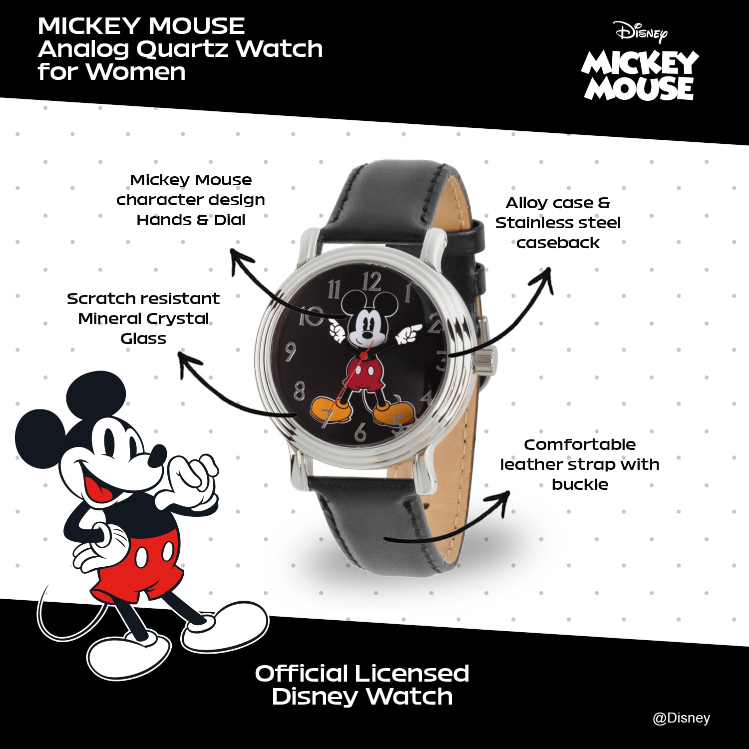 Disney Women's Mickey Mouse Quartz Metal Automatic Watch Black Model W002757 - View 2 of 6