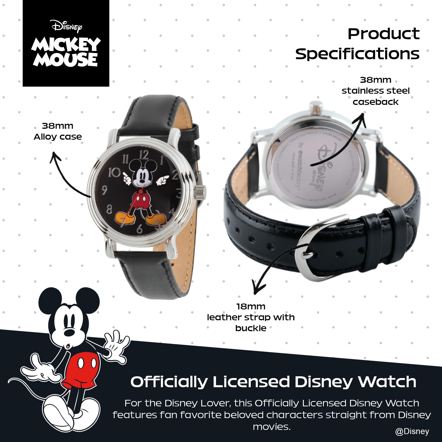 Disney Women's Mickey Mouse Quartz Metal Automatic Watch Black Model W002757 - View 3 of 6