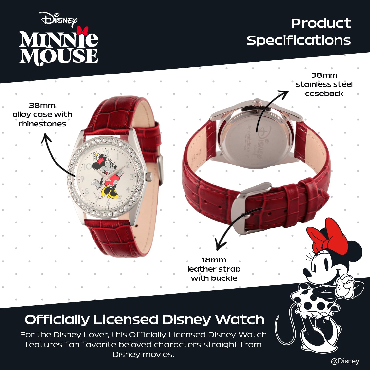 Disney Women's Minnie Mouse Quartz Metal Automatic Watch Red Model W002762 - View 3 of 6
