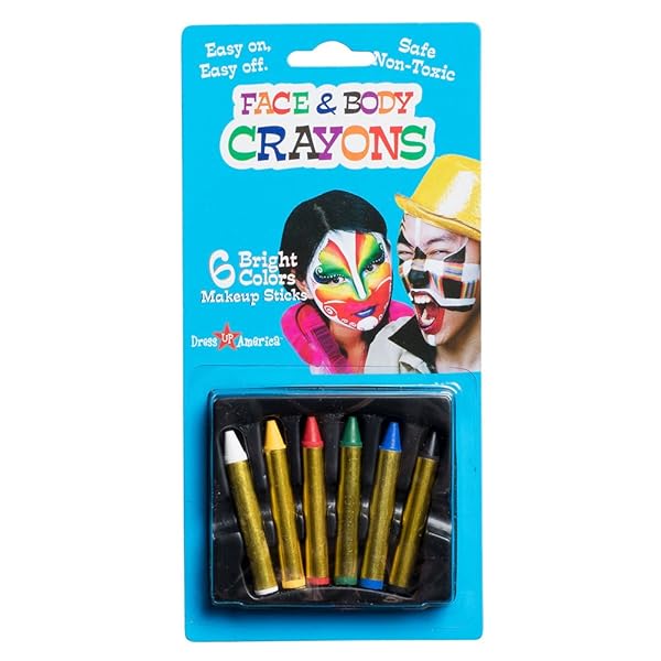 Dress Up America Dress Up America Face Paint Kit 6 Piece Set for Kids and Adults Halloween Makeup Face and Body Paint Crayons