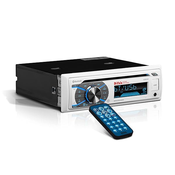 BOSS Audio Systems BOSS Audio Systems MR508UABW Marine Boat Stereo Bluetooth Head Unit AM FM Radio CD Player Weatherproof USB Single Din