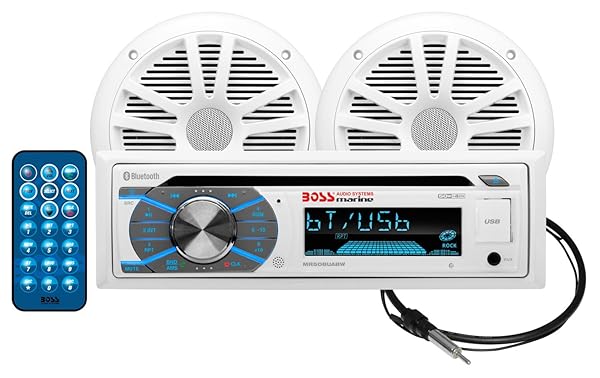 BOSS Audio Systems BOSS Audio Systems MCK508WB6 Marine Bluetooth Stereo with 6.5 Inch Speakers CD DVD Player AM FM Radio Receiver Dipole Antenna