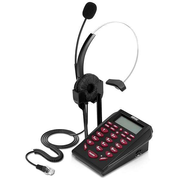 AGPTEK AGPtEK Corded Telephone with Noise-Canceling Headset & Dialpad for Home & Office Use