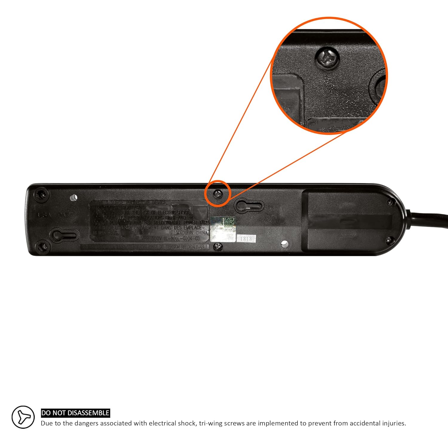 WELTRON Weltron Surge Protector 3FT WSP-600PLF-3BK High Performance Power Strip for Home and Office Use - View 4 of 9