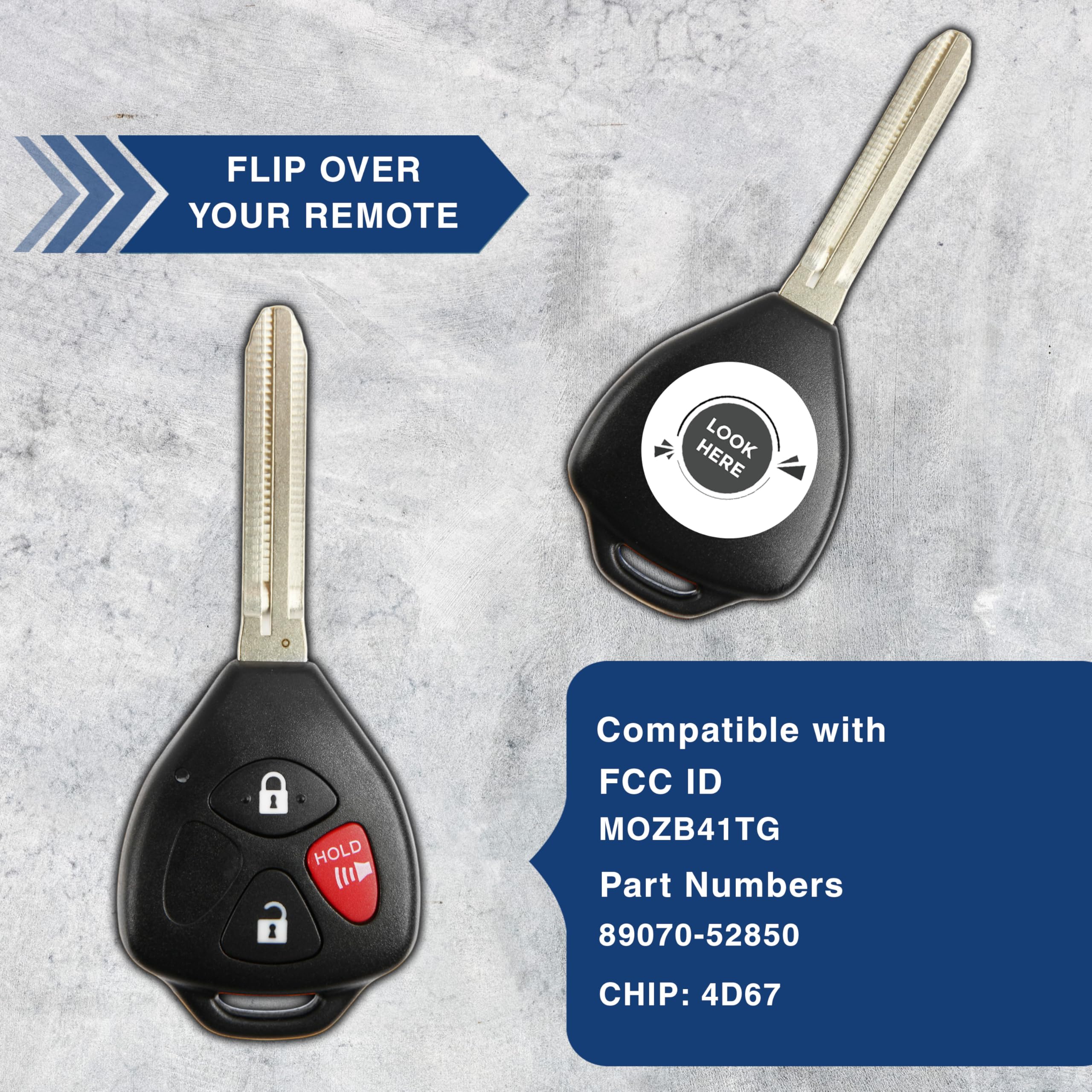 KeylessOption Keyless Entry Remote Control Car Key Fob Replacement MOZB41TG Pack of 2 - View 5 of 8