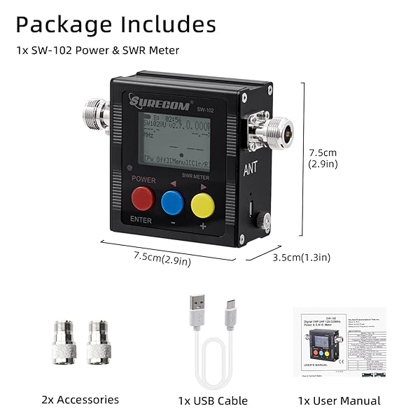 Mcbazel McBazel Surecom SW-102: Top Digital VHF/UHF Antenna Power & SWR Meter (125-525MHz) - View 7 of 7