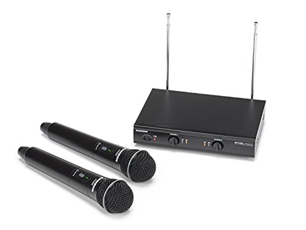 Samson Stage 200 Dual Channel Handheld VHF Wireless System with Two Q6 Dynamic Microphones for Clear Sound Performance