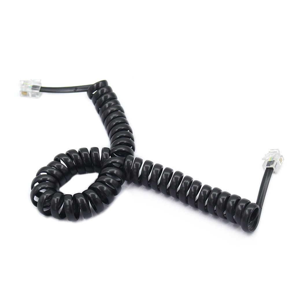 SINCODA SINCODA 5 Pack 6Ft Modular Coiled Telephone Handset Cord Black Curly Cord for Telephones and Handsets - View 4 of 5