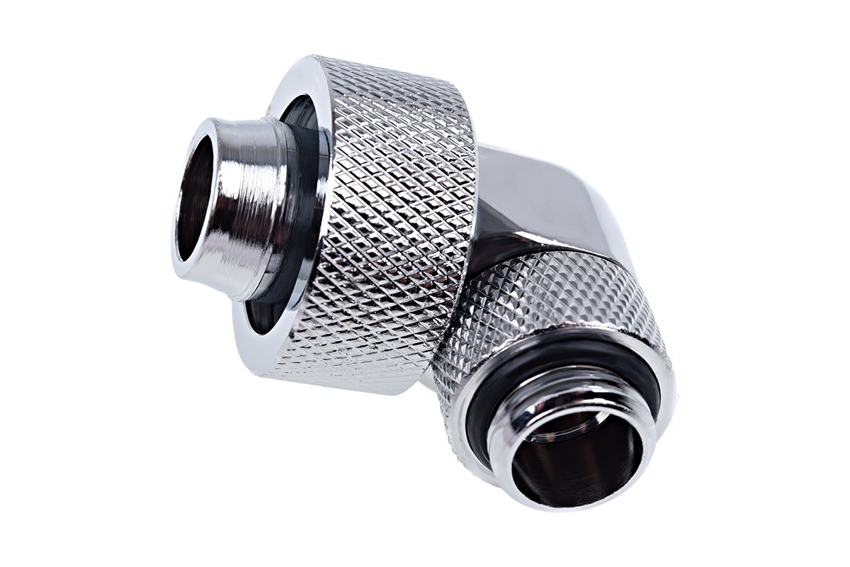 Alphacool Eiszapfen G1 Compression Fitting 90 Rotary Chrome for 4 to 13mm ID 19mm OD Tubing - View 2 of 4