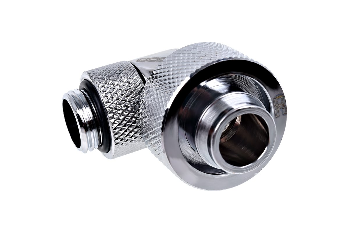 Alphacool Eiszapfen G1 Compression Fitting 90 Rotary Chrome for 4 to 13mm ID 19mm OD Tubing