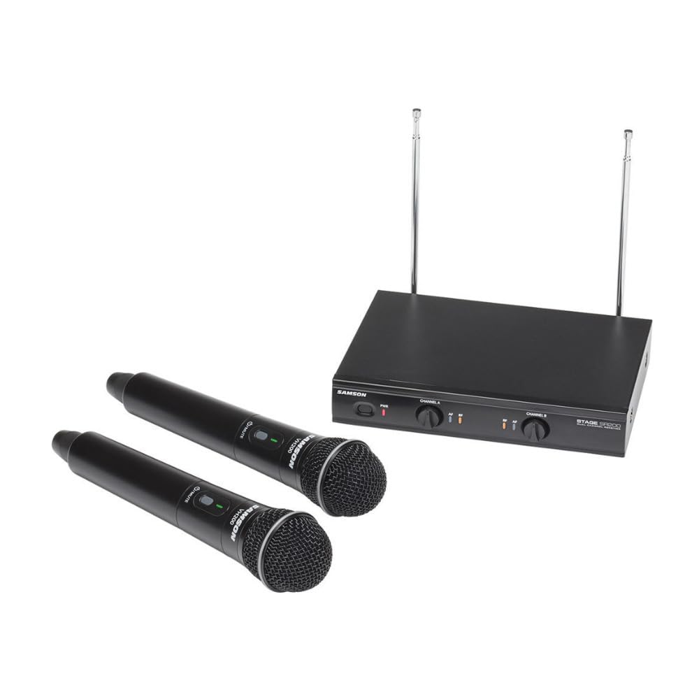 SamsOn Stage 200 Dual Channel Wireless System with Two Q6 Dynamic Microphones Black