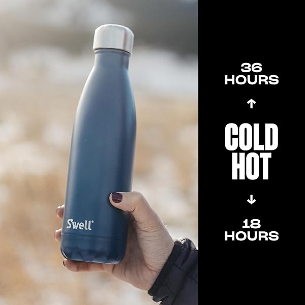 S'well Swell Stainless Steel Water Bottle 17oz Blue Suede Triple Layer Vacuum Insulated Keeps Drinks Cold for 36 Hours Hot for 18 BPA Free On the Go - View 3 of 6