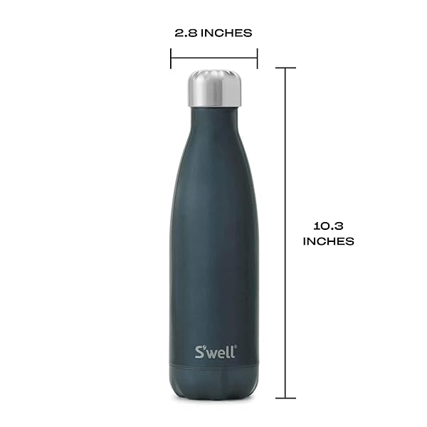 S'well Swell Stainless Steel Water Bottle 17oz Blue Suede Triple Layer Vacuum Insulated Keeps Drinks Cold for 36 Hours Hot for 18 BPA Free On the Go - View 5 of 6