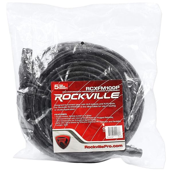 Rockville Rockville RCXFM100P-B 100ft Black Female to Male REAN XLR Mic Speaker Cable for Professional Audio Use - View 4 of 4