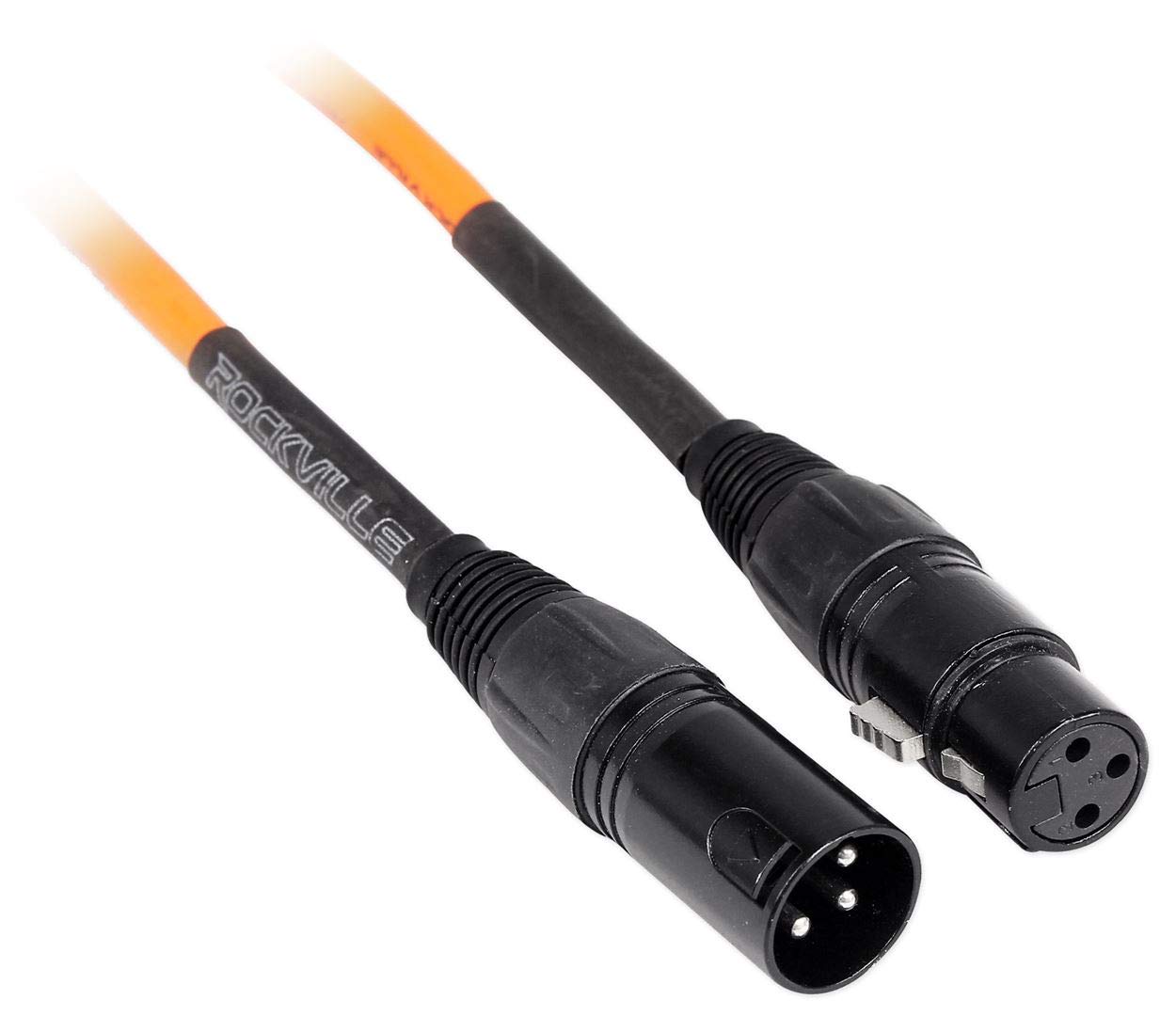 Rockville RCXFM10P-O Orange 10 Foot Female to Male REAN XLR Microphone Speaker Cable