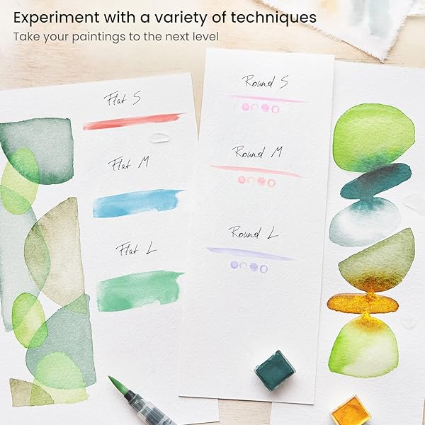 ARTEZA ARTEZA Water Brush Pen Set of 6 - Fine, Medium, Broad Tips | Self-Moistening & Refillable for Artists - View 5 of 9