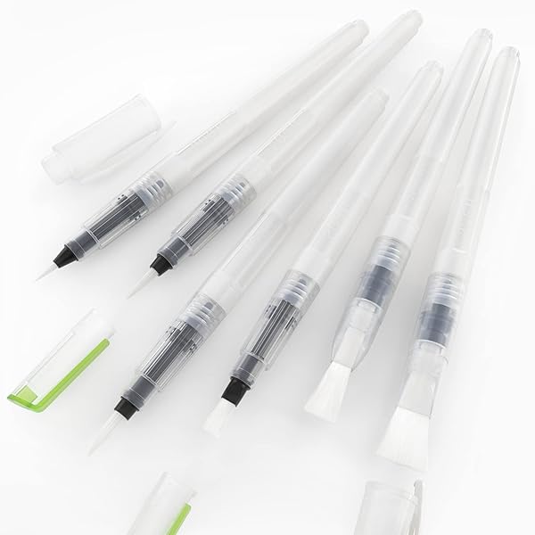ARTEZA ARTEZA Water Brush Pen Set of 6 - Fine, Medium, Broad Tips | Self-Moistening & Refillable for Artists - View 8 of 9