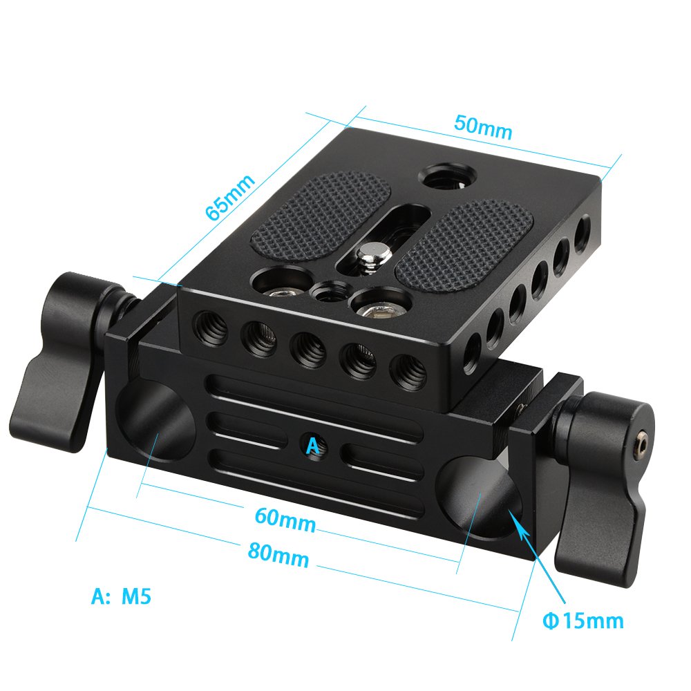 CAMVATE Camera Baseplate with 15mm Railblock for DSLR Rig and Rod Rail Support System - View 2 of 8